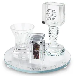 סט הבדלה עגול קריסטל שקוף